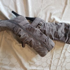 High heeled leather/ suede boots